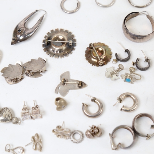 1254 - Various silver jewellery, including white enamel daisy pattern brooches by Anton Michelsen and Bernh... 