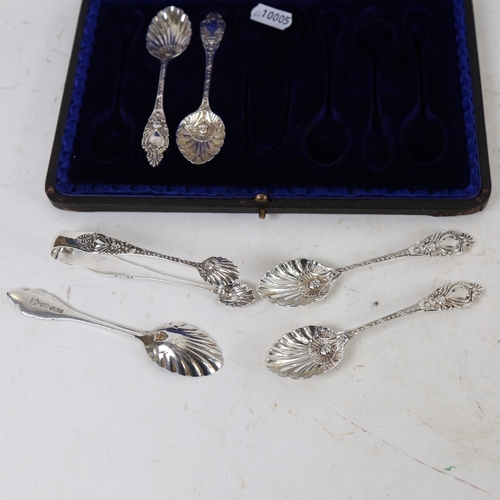 1260 - A part-cased silver teaspoon and matching tongs set, by Mappin & Webb, hallmarks Sheffield 1899