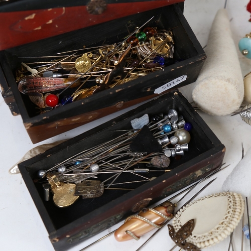 1261 - A large quantity of various Vintage hat pins, and tie pins