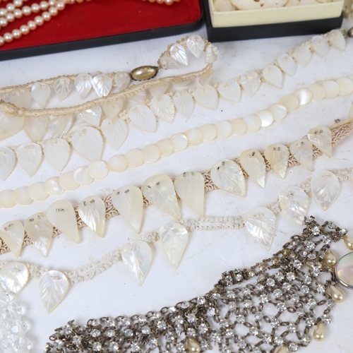 1265 - Various Vintage costume jewellery, including mother-of-pearl and paste