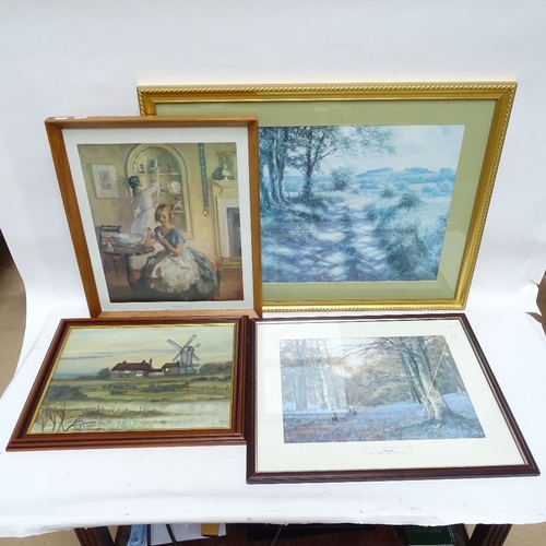 1134 - 3 Various Gilt Framed Mirrors and 4 Prints