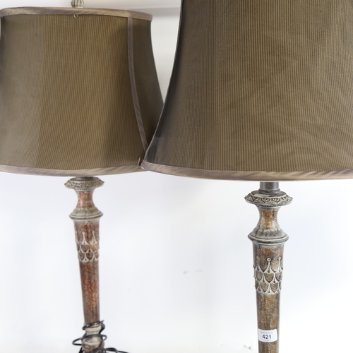 421 - A pair of Antique style table lamps, height excluding fitting 57cm