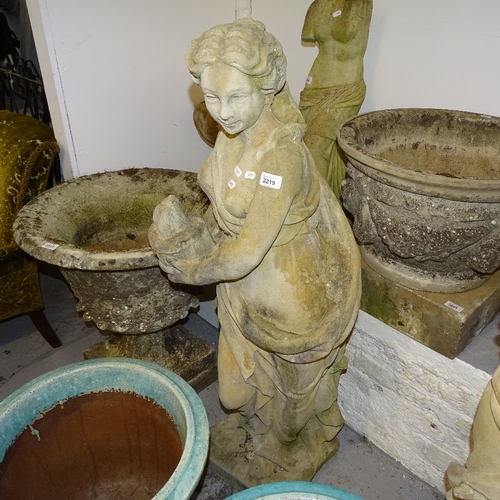 2219 - A concrete garden statue of a Grecian lady, H120cm