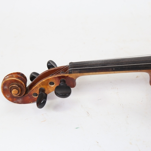 892 - A 20th century half-size violin, with 2 bows, and hardshell carrying case