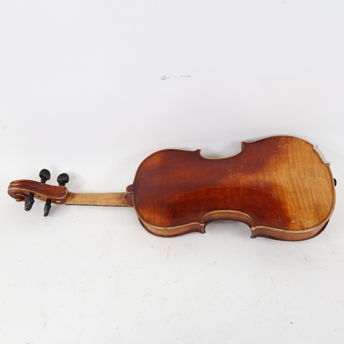 892 - A 20th century half-size violin, with 2 bows, and hardshell carrying case