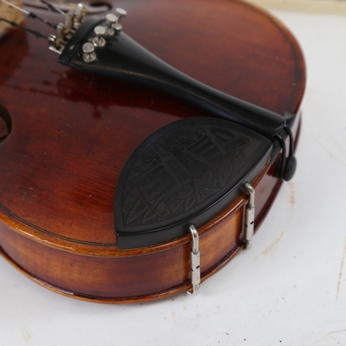 894 - A German violin, by Gerh Reinel, with bow, in hardshell carrying case