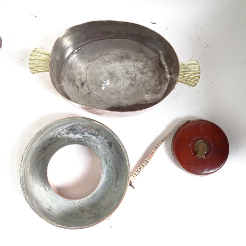 549 - Various collectables, including 19th century copper mould, pair of copper and brass pans from Gordon... 