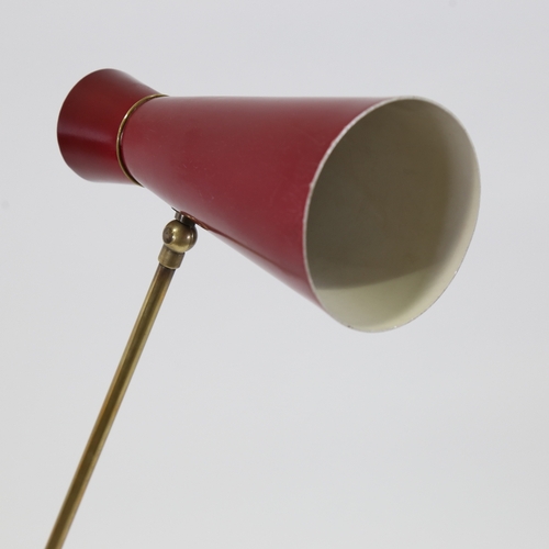 2058 - SVEN AAGE HOLM SORENSEN, Denmark, Floor lamp with leather bound carry handle and adjustable shade, h... 