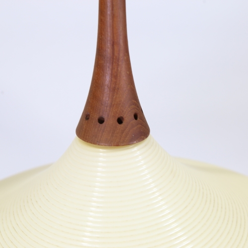 2061 - JOHN & SYLVIA REID, Rotaflex Heifitz pendant lamp with teak stem and cellulose acetate shade, diamet... 