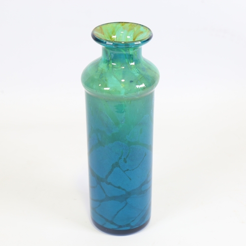 2064 - MEDINA, blue/green glass cylinder vase, height 24cm