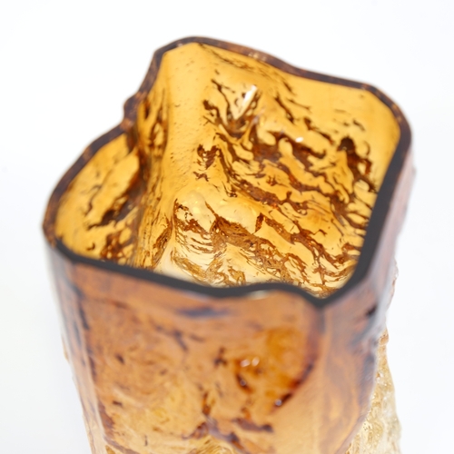 2070 - KAI BLOMQUIST, a Kallo bark form graduated brown glass vase, signed and dated '69 to base, height 21... 