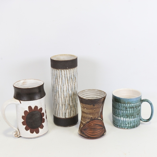 2079 - BRIGLIN POTTERY, 4 pieces of mid-century studio pottery, impressed marks, tallest 23.5cm