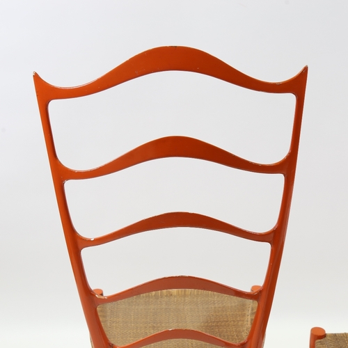 2081 - CHIAVARI, Italy,  A pair of exaggerated high ladder back chairs, in sculpted wood in the manner of G... 