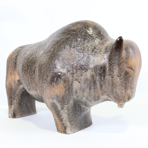 2085 - KURT TSCHORNER for Ruscha, a 1970s' ceramic bison figure, length 45cm