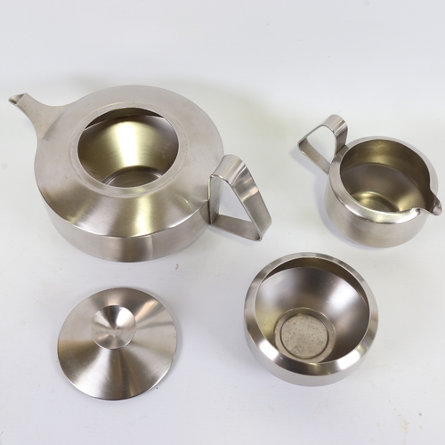 2098 - ROBERT WELCH for Old Hall, 3 piece Alveston stainless steel tea set, designed 1962, makers mark to b... 