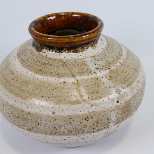 2123 - HEBER MATHEWS (1907-1959), ovoid stoneware vase, incised initial to base, height 18cm