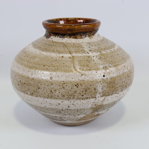 2123 - HEBER MATHEWS (1907-1959), ovoid stoneware vase, incised initial to base, height 18cm