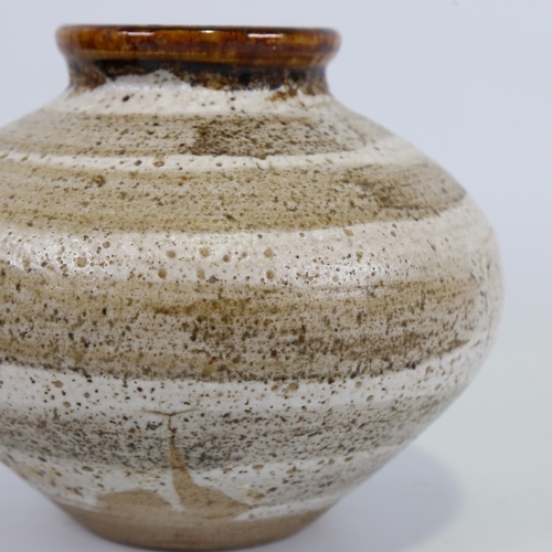 2123 - HEBER MATHEWS (1907-1959), ovoid stoneware vase, incised initial to base, height 18cm