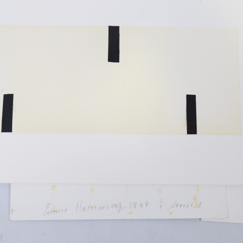 2126 - EMMA HATHAWAY, 6 abstract prints on paper, dated 1997, unframed, 17cm x 50cm