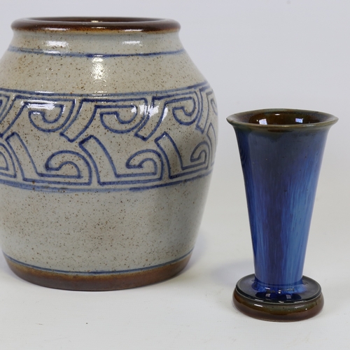 2134 - ALICE TEICHNER for Denby, a Danesbyware patterned vase and another hares fur glaze vase, makers mark... 