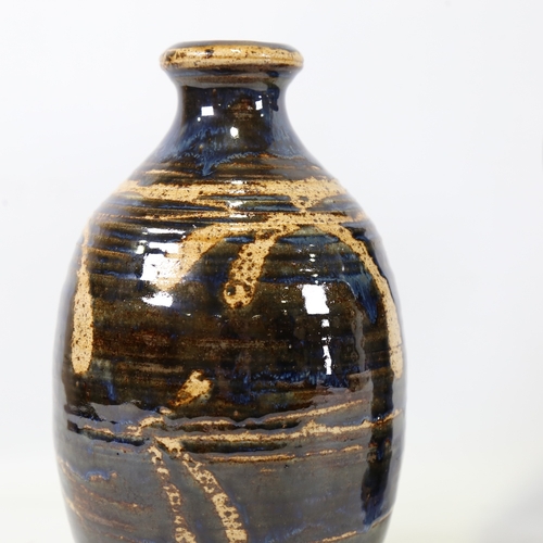 2153 - ANGELA MONCKTON, (ex-Aldermaston) studio pottery vase, with makers mark and another tenmoku glaze va... 