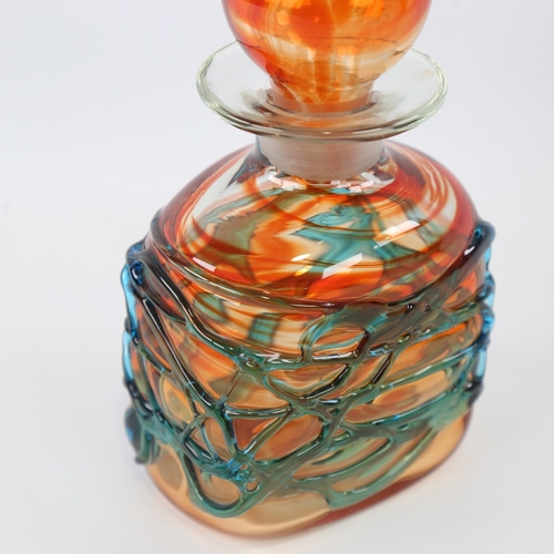 2169 - A Mdina glass decanter with ball stopper, engraved Mdina on base, height 21cm