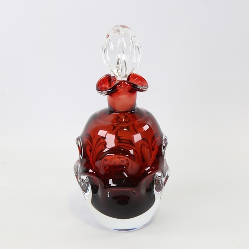 2170 - BO BORGSTROM for Aseda Galsburck, Sweden, 1960s red glass decanter, height 22cm