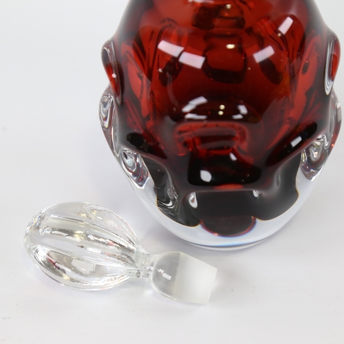 2170 - BO BORGSTROM for Aseda Galsburck, Sweden, 1960s red glass decanter, height 22cm