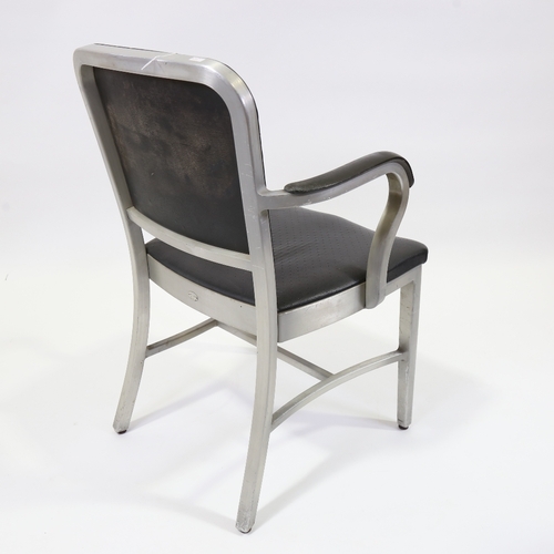 2017 - GOODFORM US Navy armchair in tempered aluminium, maker’s label to back and under seat, ca 1949, heig... 