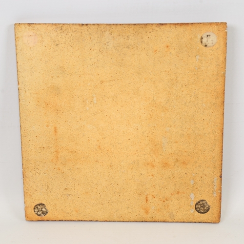 2031 - ROGER CAPRON, Vallauris, France, ceramic owl tile, signed, 22.5cm x 22.5cm