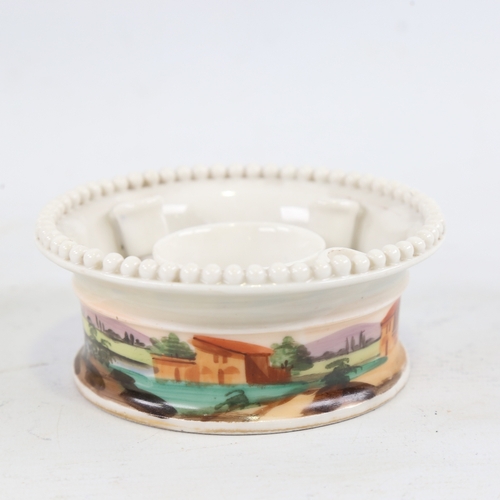 209 - 3 early 19th century circular porcelain inkwells (2 Derby and 1 Dresden)