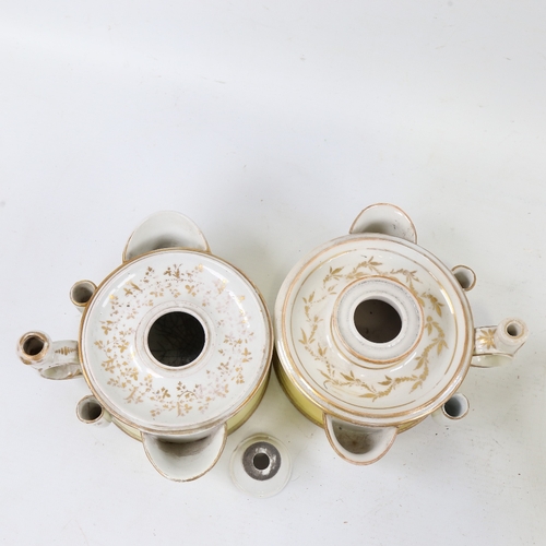 209 - 3 early 19th century circular porcelain inkwells (2 Derby and 1 Dresden)