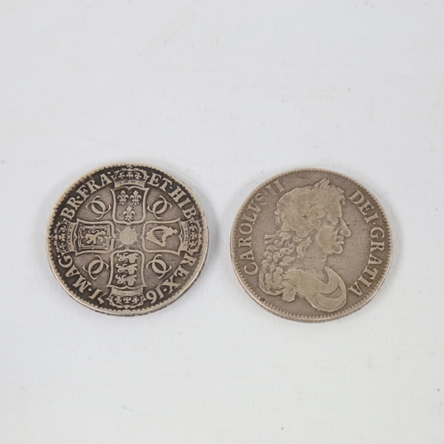 217 - 2 Charles II Crown coins 1671 and 1673