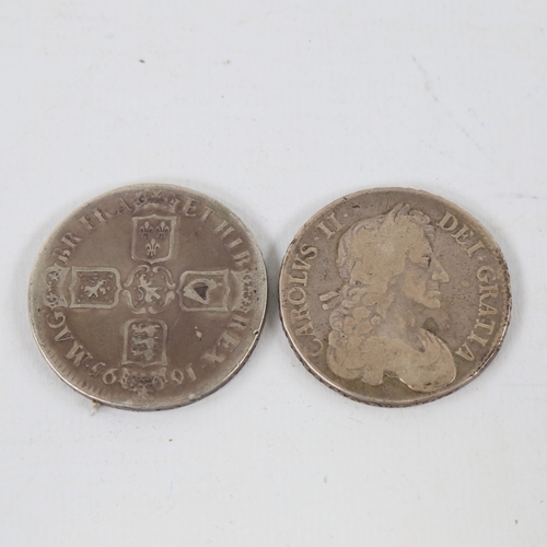 218 - A Charles II 1679 Crown and a William 1695 Crown