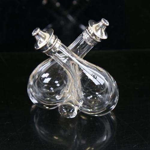 245 - An Edwardian silver-topped glass oil/vinegar cruet, height 7.5cm, hallmarks Birmingham 1905