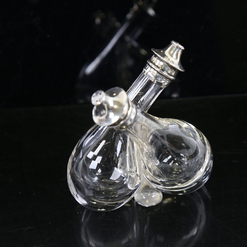 245 - An Edwardian silver-topped glass oil/vinegar cruet, height 7.5cm, hallmarks Birmingham 1905