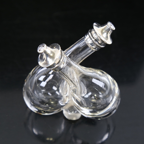 245 - An Edwardian silver-topped glass oil/vinegar cruet, height 7.5cm, hallmarks Birmingham 1905