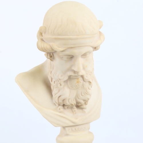 248 - A modern composition bust of Plato, on 2-colour marble plinth base, height 34cm