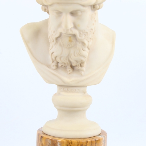 248 - A modern composition bust of Plato, on 2-colour marble plinth base, height 34cm