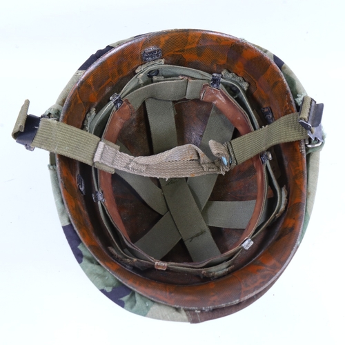 250 - US Army Military helmet, liner dated Oct 1972, with camo cover