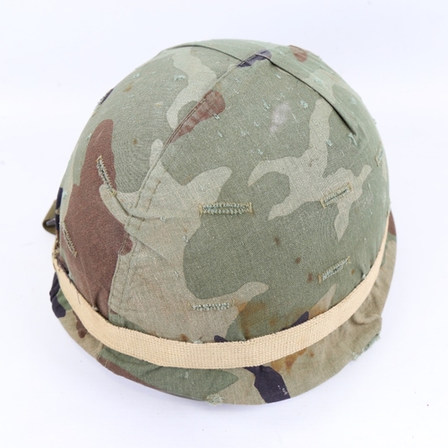 250 - US Army Military helmet, liner dated Oct 1972, with camo cover