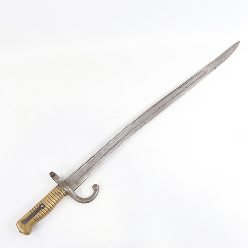 254 - A French 1868 pattern sword bayonet with brass hilt