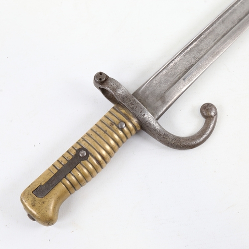 254 - A French 1868 pattern sword bayonet with brass hilt