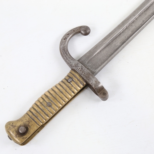 254 - A French 1868 pattern sword bayonet with brass hilt