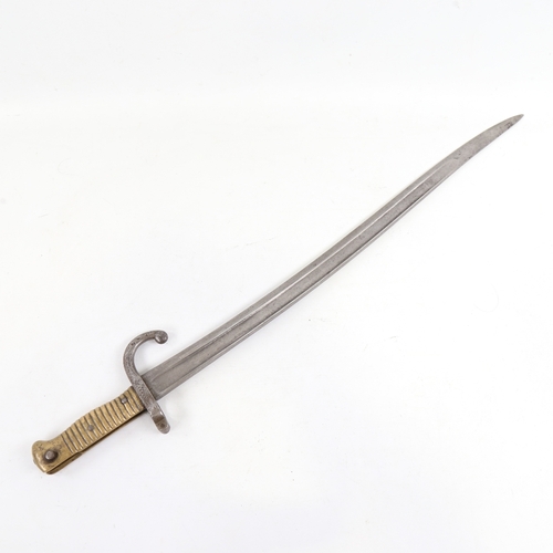 254 - A French 1868 pattern sword bayonet with brass hilt