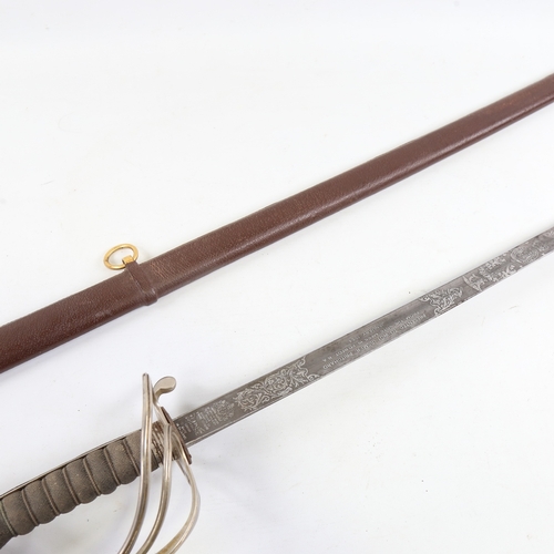 255 - A Royal Artillery dress sword, etched presentation blade 