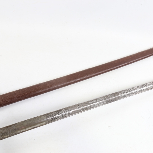 255 - A Royal Artillery dress sword, etched presentation blade 