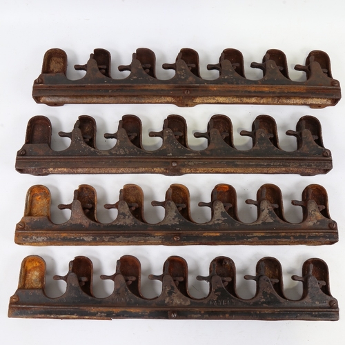 256 - 4 Victorian cast-iron wall-mounted snooker cue racks, Flint patent 12296 circa 1890 - 1900, length 4... 