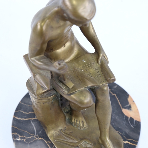 104 - Schumacher, German Art Deco bronze industrial sculpture, depicting a worker by an anvil, signed on b... 