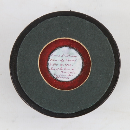 118 - After William Ross, miniature enamel painting, portrait of Louis D'Orleans (born 1846), inscribed ve... 